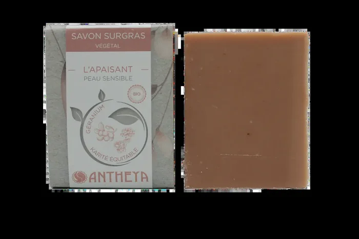 Antheya — Savon apaisant peaux sensibles (bande papier) – 100 g