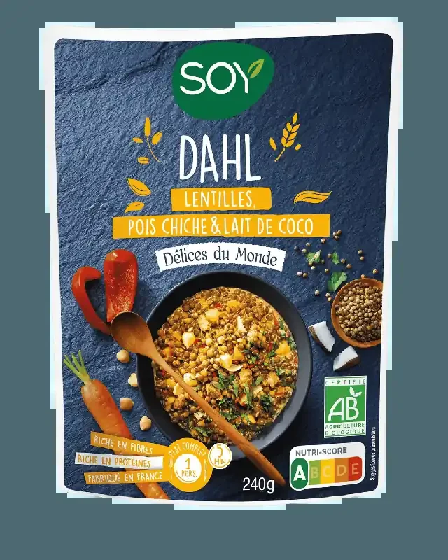 Dahl lentilles pois chiches lait de coco Bio