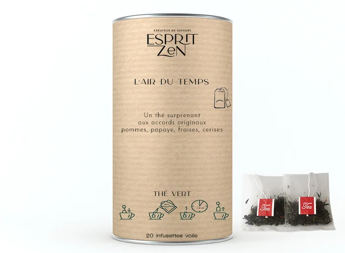 Thé Vert « L&rsquo;Air du Temps » – papaye – fraise – cerise – Boite de 20 Infusettes